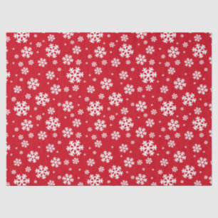Festive Red and White Winter Snowflakes Pattern Tissue Paper