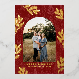 Festive Red Arch Border Photo Christmas Card