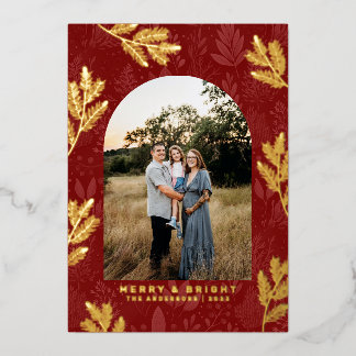 Festive Red Arch Border Photo Christmas Card