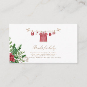 Festive Red Baby Shower Books for Baby Card 3.5x2