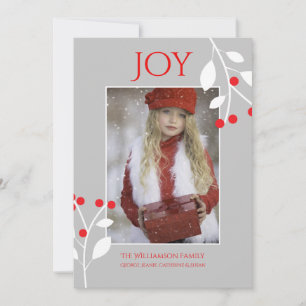 Festive Red Berries Christmas Photo Card