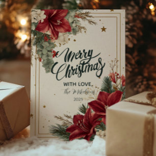 Festive Red Berries Merry Christmas Holiday Card