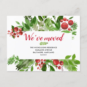 Festive Red Berry New Home We Have Moved Announcement Postcard
