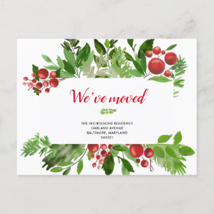 Festive Red Berry New Home We Have Moved Announcement Postcard