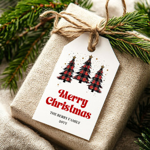 Festive red black tartan gift tag editable design