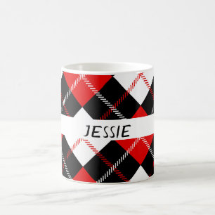 Festive Red Black White Argyle Coffee Mug