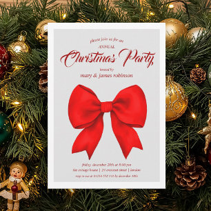 Festive Red Bow Christmas Holiday Party Invitation