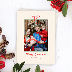 Festive Red Bow Christmas Holiday Photo Card