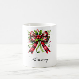 Festive Red Bow & Holly Christmas Mug