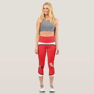 Festive Red Capri Leggings
