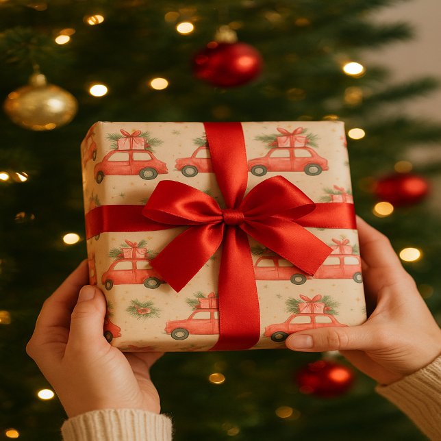 Festive Red Car | Christmas Gifts Holiday Design  Wrapping Paper (Creator Uploaded)