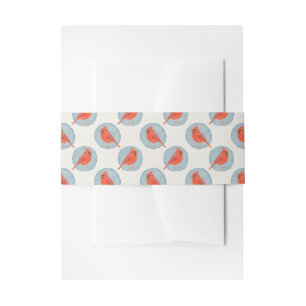 Festive red cardinal bird in watercolor dots invitation belly band