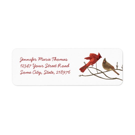 Festive Red Cardinals Return Address Return Address Label