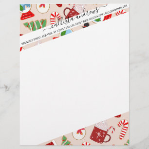 Festive Red Christmas Cookie Illustration Pattern Custom Letterhead