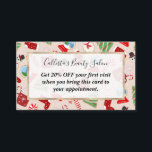 Festive Red Christmas Cookie Illustration Pattern Discount Card<br><div class="desc">This cute and festive pattern is perfect for the Christmas holiday season. It features a hand-drawn holiday cookie illustration pattern including a snowglobe, Christmas tree, stocking, hot cocoa, candy cane, and snowman. The colour scheme includes red, green, white, black, and sepia tan. ***IMPORTANT DESIGN NOTE: For any custom design request...</div>