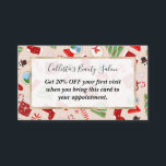 Festive Red Christmas Cookie Illustration Pattern Discount Card<br><div class="desc">This cute and festive pattern is perfect for the Christmas holiday season. It features a hand-drawn holiday cookie illustration pattern including a snowglobe, Christmas tree, stocking, hot cocoa, candy cane, and snowman. The colour scheme includes red, green, white, black, and sepia tan. ***IMPORTANT DESIGN NOTE: For any custom design request...</div>