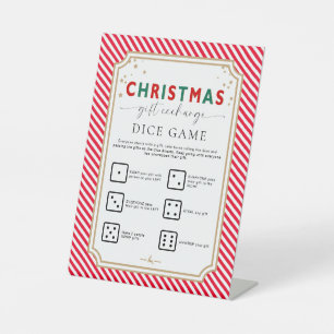 Festive Red Christmas Gift Exchange Dice Game Sign