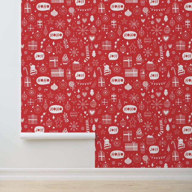 Festive Red Christmas Holiday Gifts Decorations Wallpaper (Application)