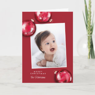 Festive Red Christmas Ornaments Photo Card