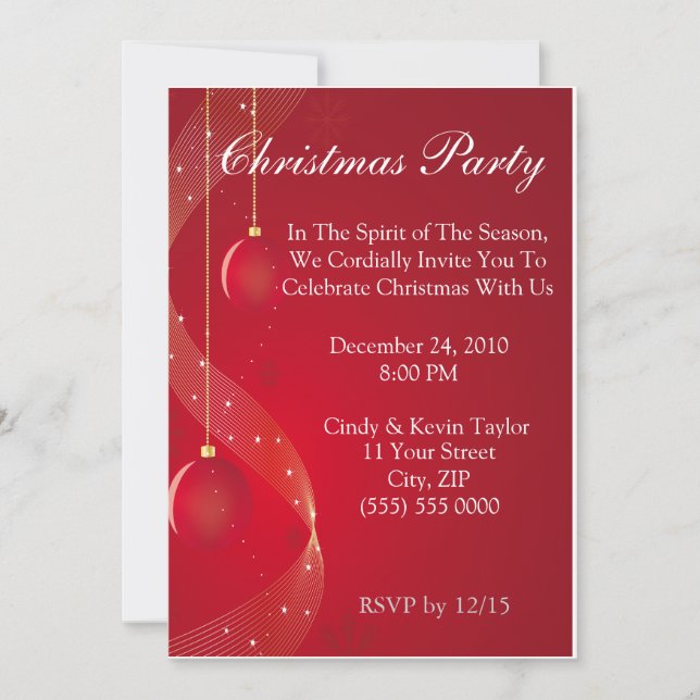 Festive Red Christmas Party Invitation (Front)