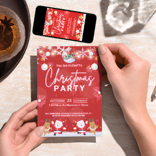 Festive Red Christmas Party Invites for Your Event