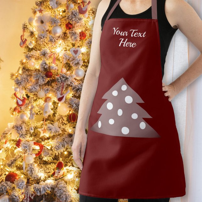 Festive Red Christmas Tree Holiday  Apron (Creator Uploaded)