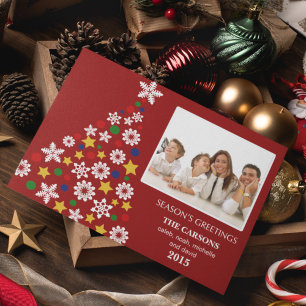 Festive Red Christmas Tree Holiday Photocard Card