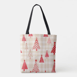 Festive Red Christmas Tree Tote Bag
