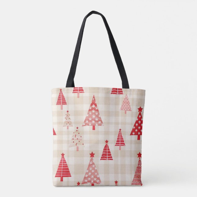 Festive Red Christmas Tree Tote Bag (Back)