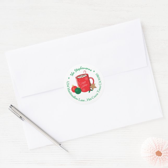 Festive Red Cocoa Mug Holiday Family Envelope Seal (Envelope)
