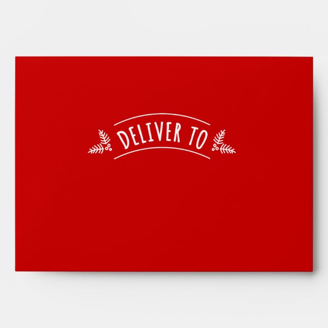 Festive Red Deliver To Christmas Holiday Envelope (Front)