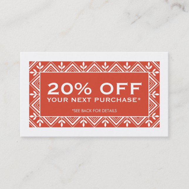 Festive Red Discount Coupon Card (Front)