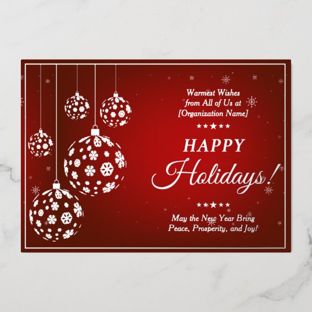 Festive Red Donors Volunteers Staff Appreciation Foil Holiday Card (Front)