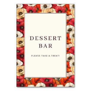 Festive Red Floral Dessert Bar Sign Table Number