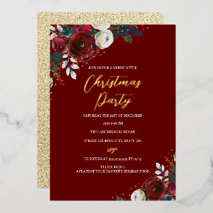 Festive Red Gold Foliage Christmas Party
