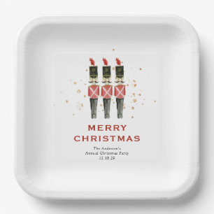 Festive Red & Gold Nutcracker Christmas Paper Plate
