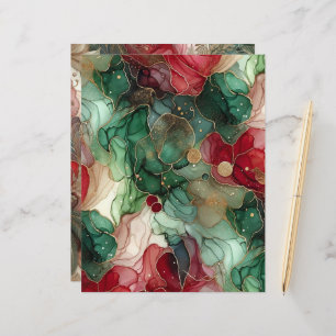 Festive Red & Green Alcohol Ink Scrapbook Paper