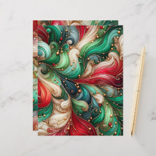 Festive Red & Green Alcohol Ink Scrapbook Paper