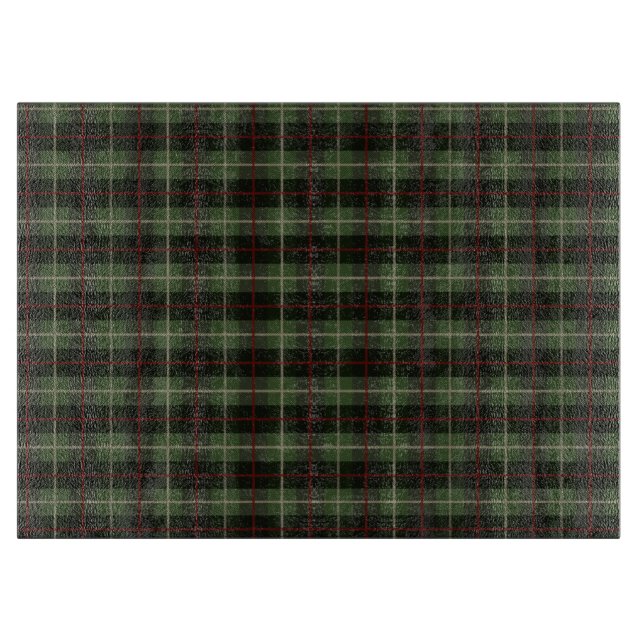 Festive Red, Green and Cream Cosy Christmas Plaid Cutting Board (Front)