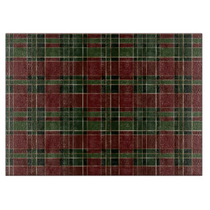 Festive Red, Green and Gold Cosy Christmas Plaid Cutting Board