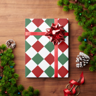 Festive Red Green Check Pattern Christmas Wrapping Paper