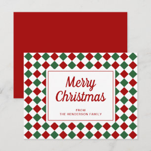 Festive Red Green Checked Christmas Holiday Postcard