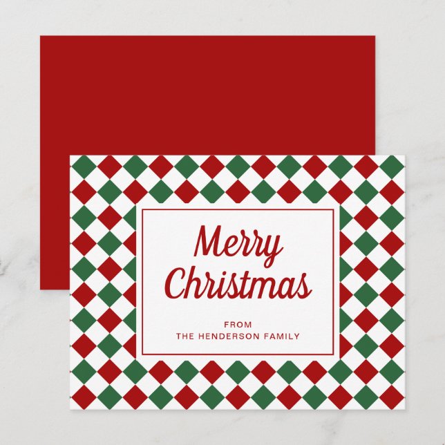 Festive Red Green Checked Christmas  Holiday Postcard (Front/Back)