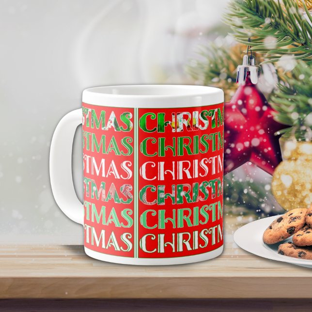 Festive Red Green Christmas Large Coffee Mug (Creator Uploaded)