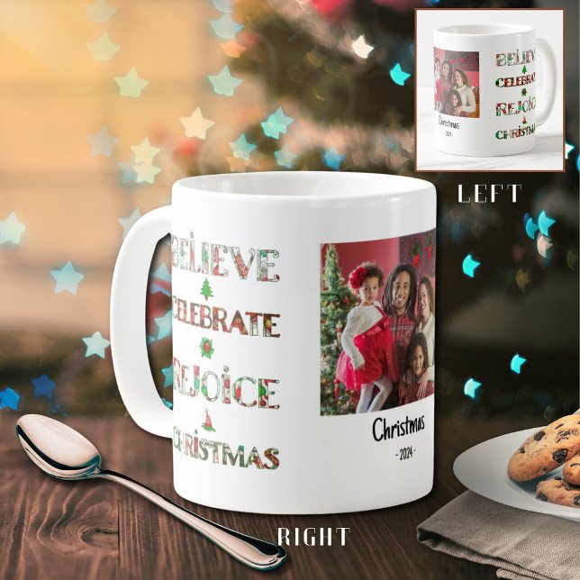 Festive Red Green Christmas Typography 1 Photo Coffee Mug (Creator Uploaded)