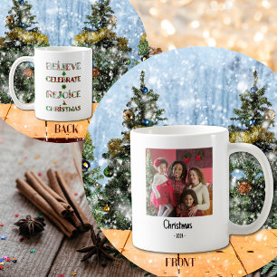 Festive Red Green Christmas Typography 1 Photo Coffee Mug