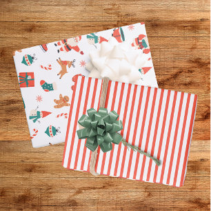 Festive Red Green Christmas Wrapping Paper Sheet