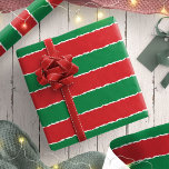 Festive Red Green Faux Torn Stripes Christmas  Wrapping Paper<br><div class="desc">Another festive wrapping paper by JessicaAmber! Cover your presents in something unique this holiday season. This roll of wrapping paper is designed to look like layers of torn paper in red and green. Great for wrapping kids' presents! ••• Created 30 Nov 2022. ••• For more Christmas paper, visit my store...</div>