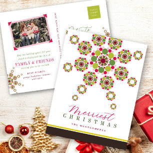 Festive Red Green Merriest Christmas Star Modern Holiday Postcard