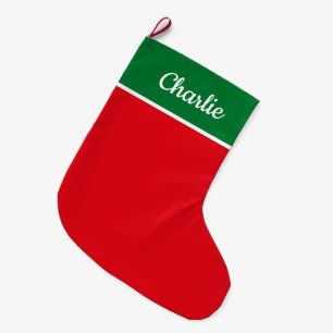 Festive Red & Green Personalised Large Christmas Stocking